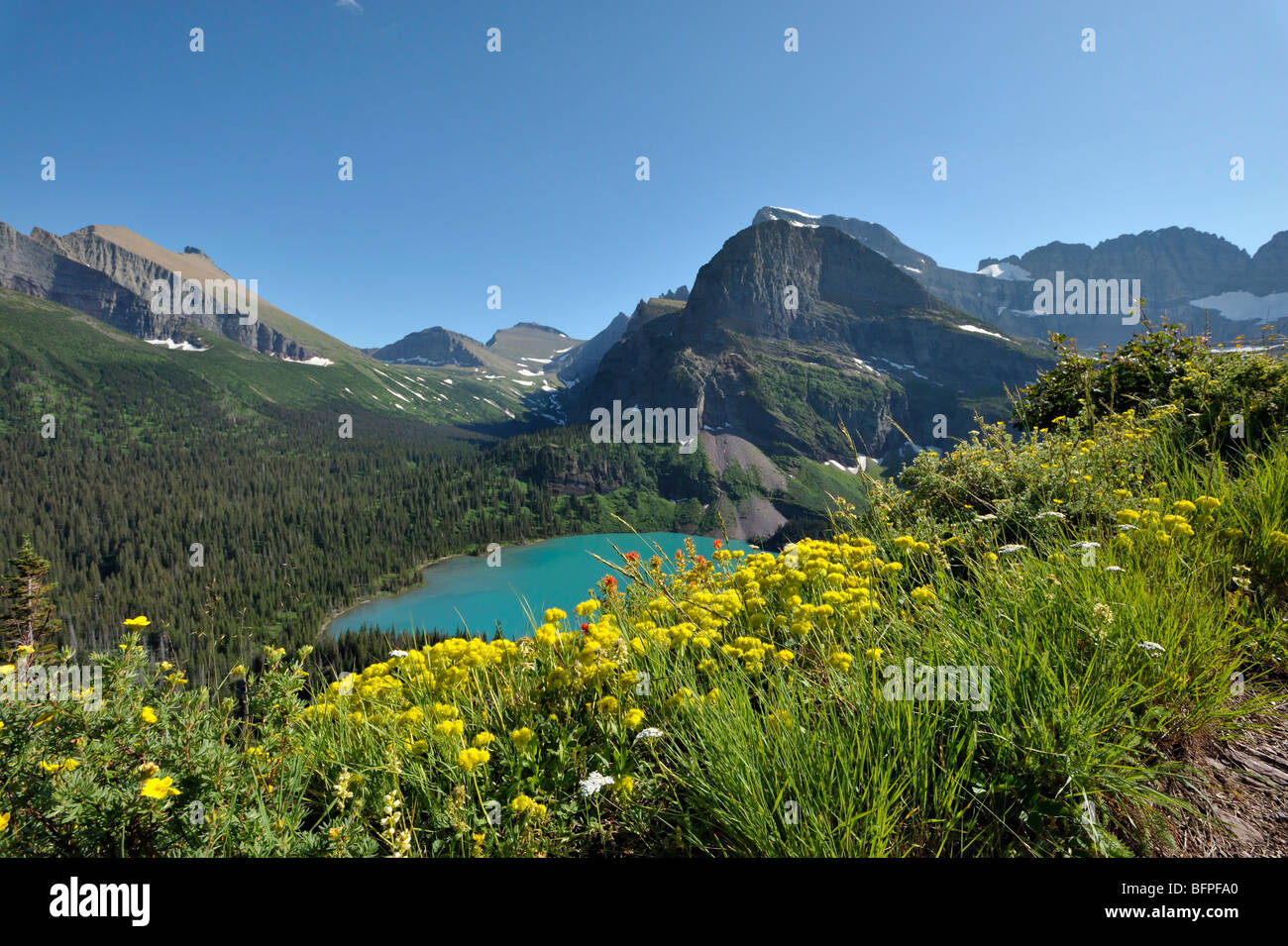 Mountains in the Many Glaciers area of the Glacier national park in