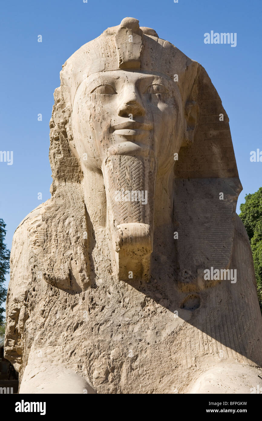 Giant alabaster sphinx within the museum garden at the remains of ...