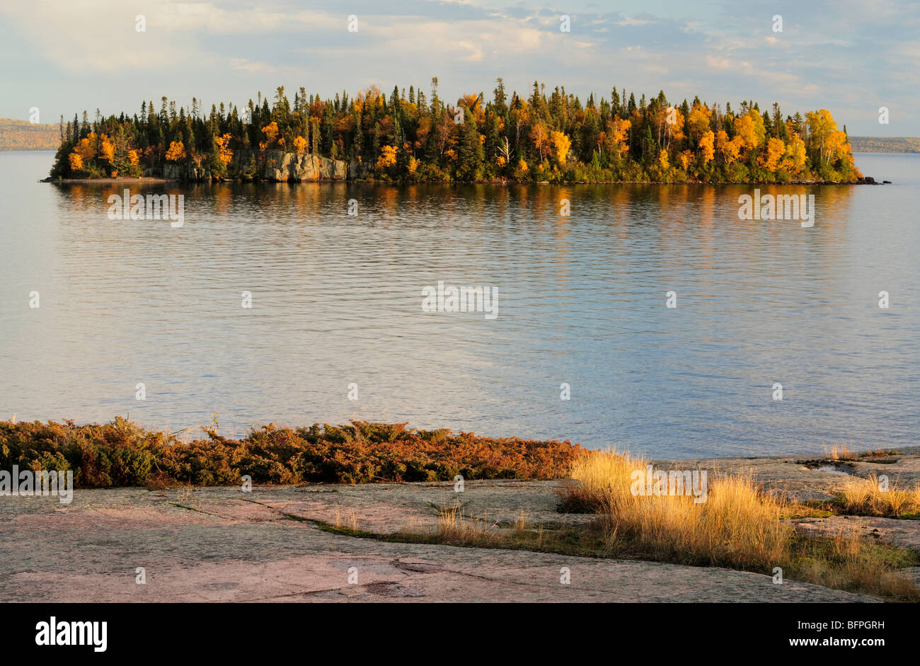 Lake Superior islands in autumn, Thunder Bay, Ontario, Canada Stock Photo