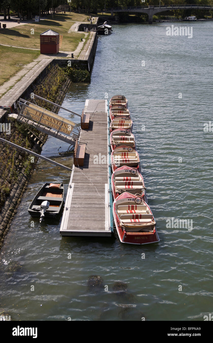 Pleasure boats on the Charente River, Saintes, France Stock Photo