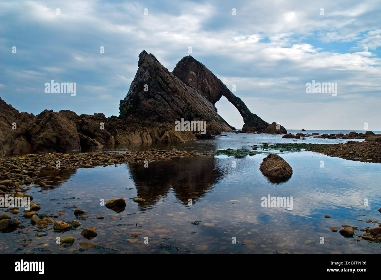 Bow Fiddle Rock, near Portknockie, Morayshire, Scotland, UK Stock Photo