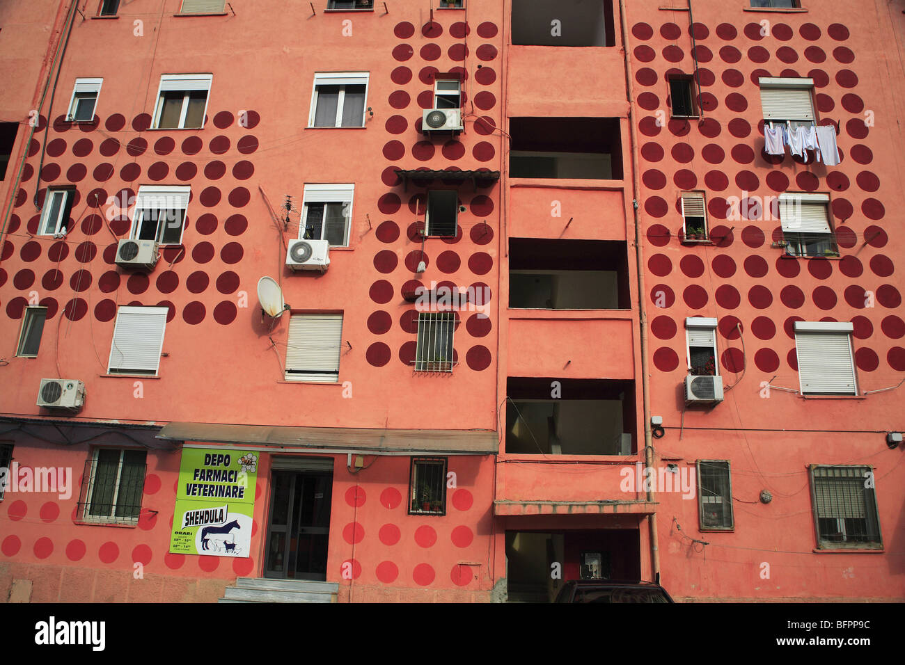 Colourful apartment block in Tirana, Albania Stock Photo Alamy
