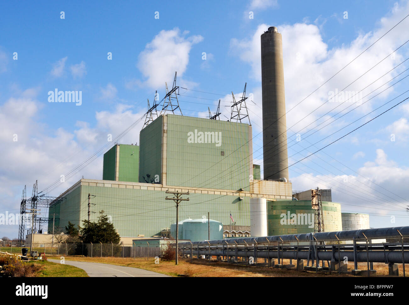 Mirant oil fueled electricity power generating plant on Cape Cod Stock Photo