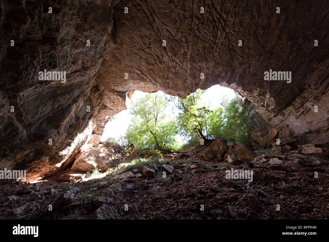 Entrance to Cottonwood Cave Guadaloupe Mountains New Mexico USA Stock