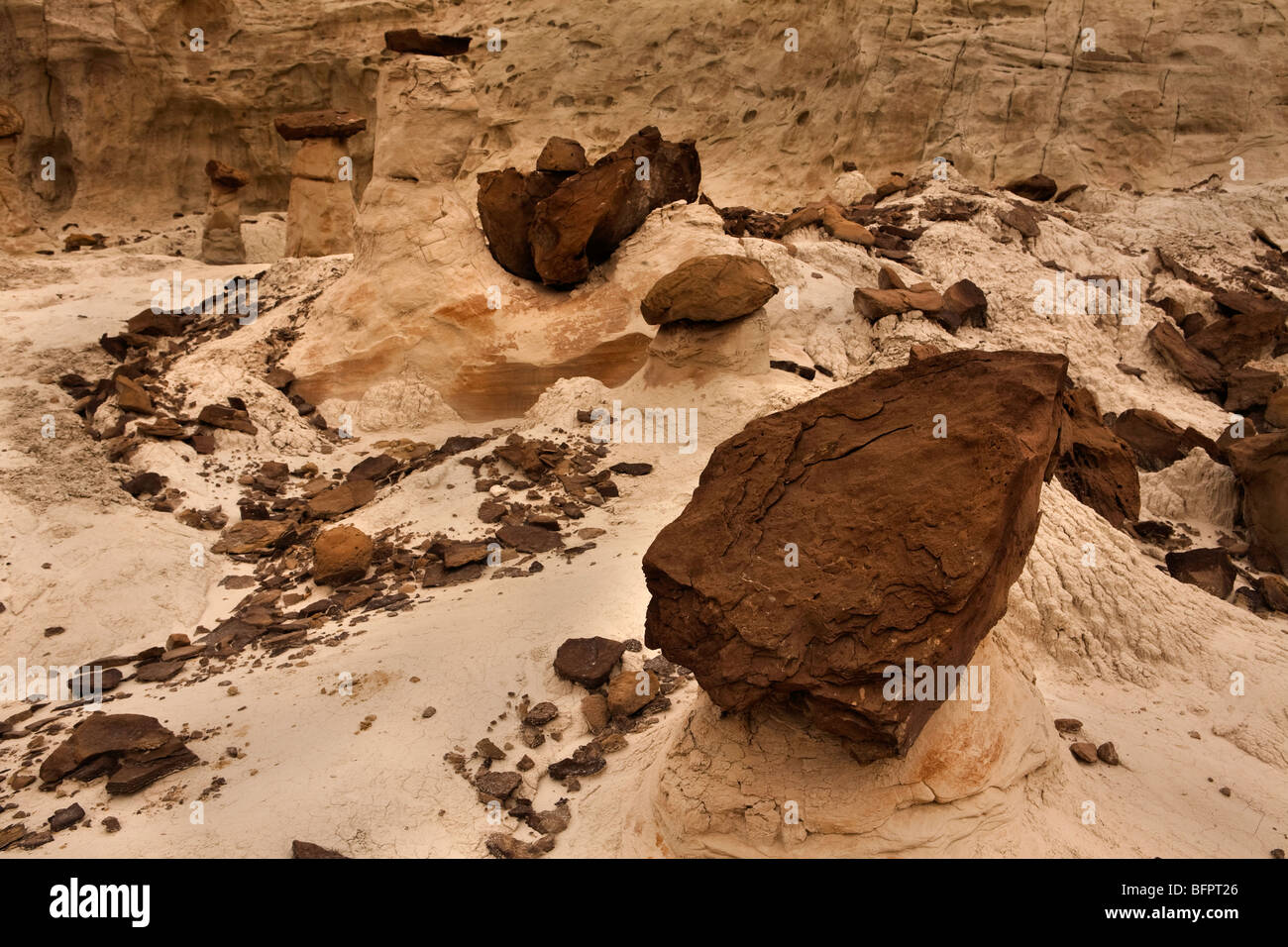 Geological formations of hoodoos in the Rimrock Hoodoo basin on public land in Utah, USA Stock Photo