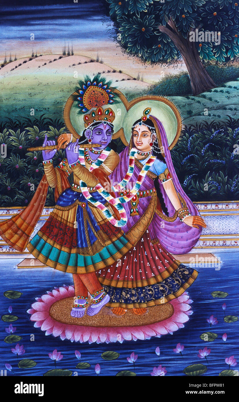 BDR 66493 Radha Krishna miniature painting on paper Stock Photo Alamy