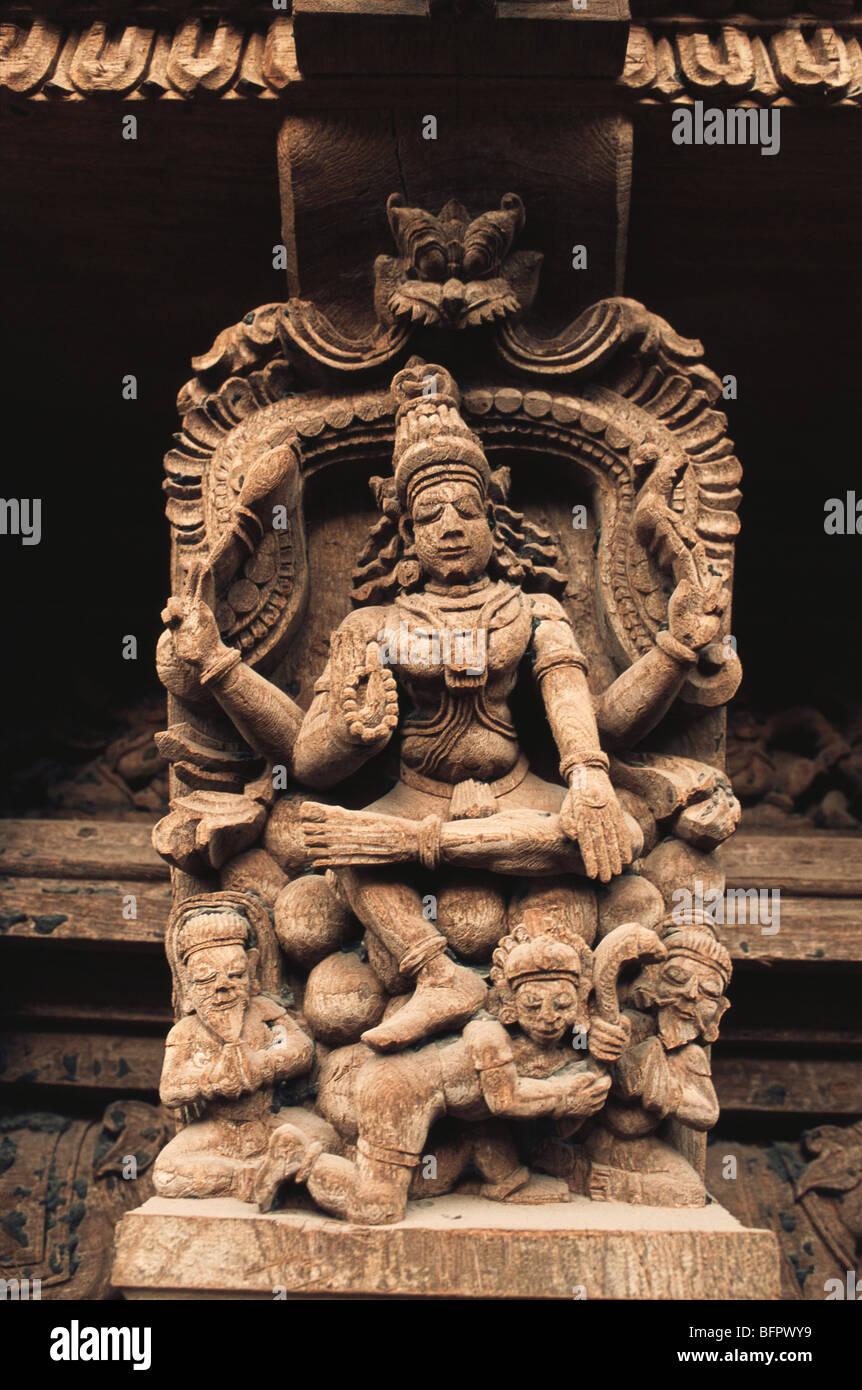 MAA 66591 : Statue ; seventeenth century wood carving in temple Chariot at Madurai ; Tamil Nadu ; India Stock Photo