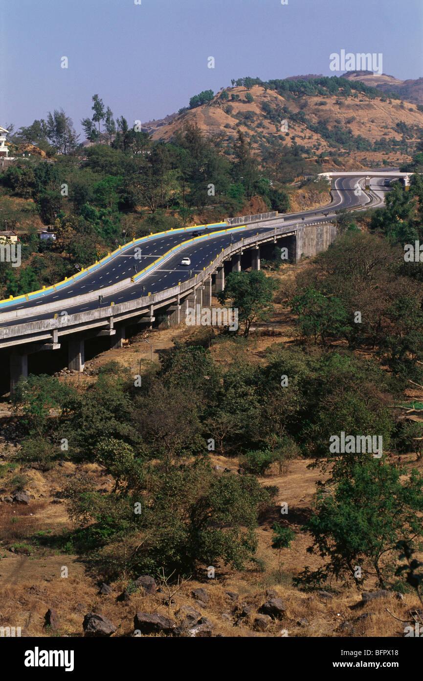 MMN 66558 : Aerial view of Mumbai Pune expressway at Khandala ; Maharashtra ; India Stock Photo