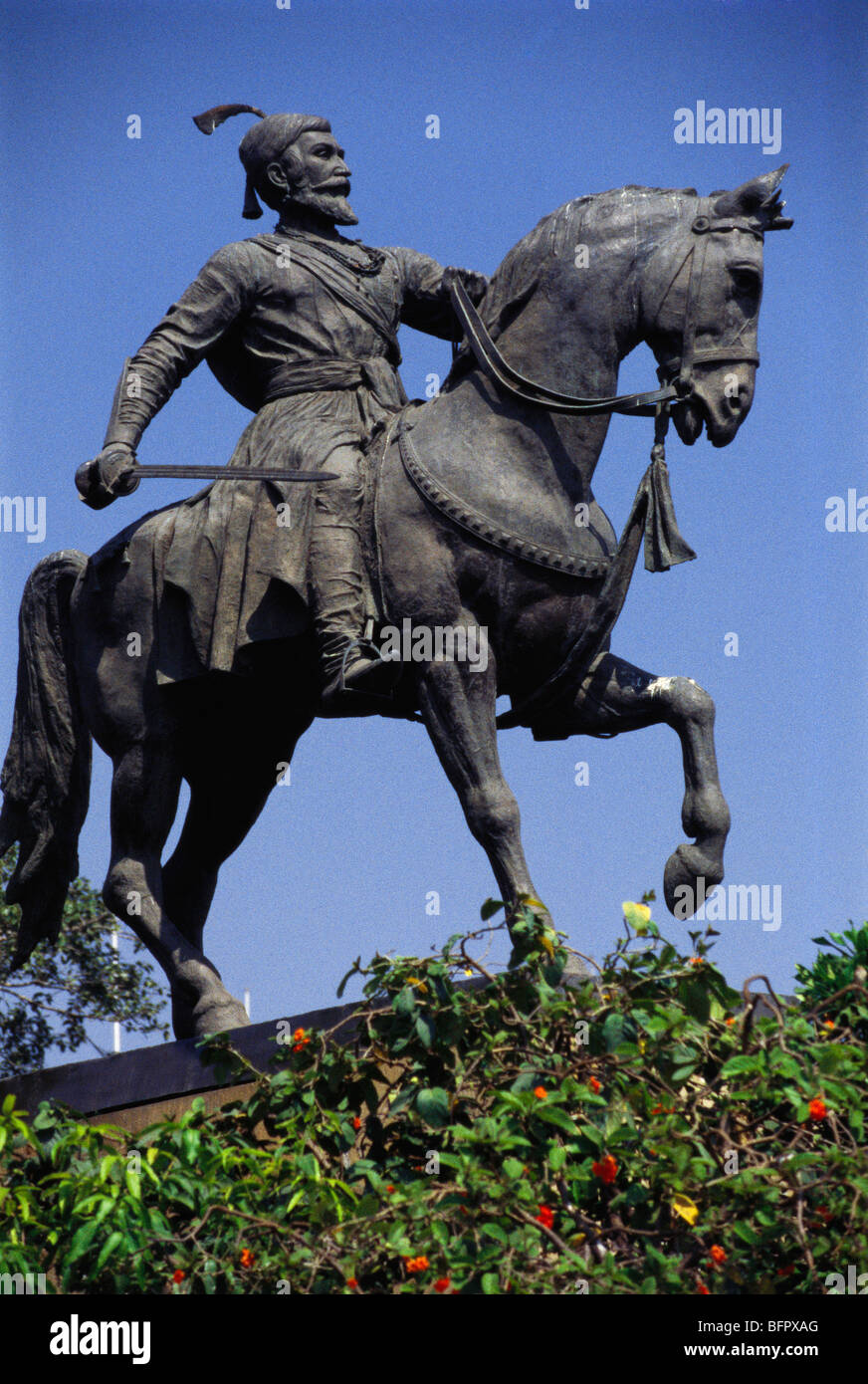 Statue of Shivaji Maharaj ride on horse at Gateway Of India ; Bombay Mumbai  ; Maharashtra ; India Stock Photo - Alamy
