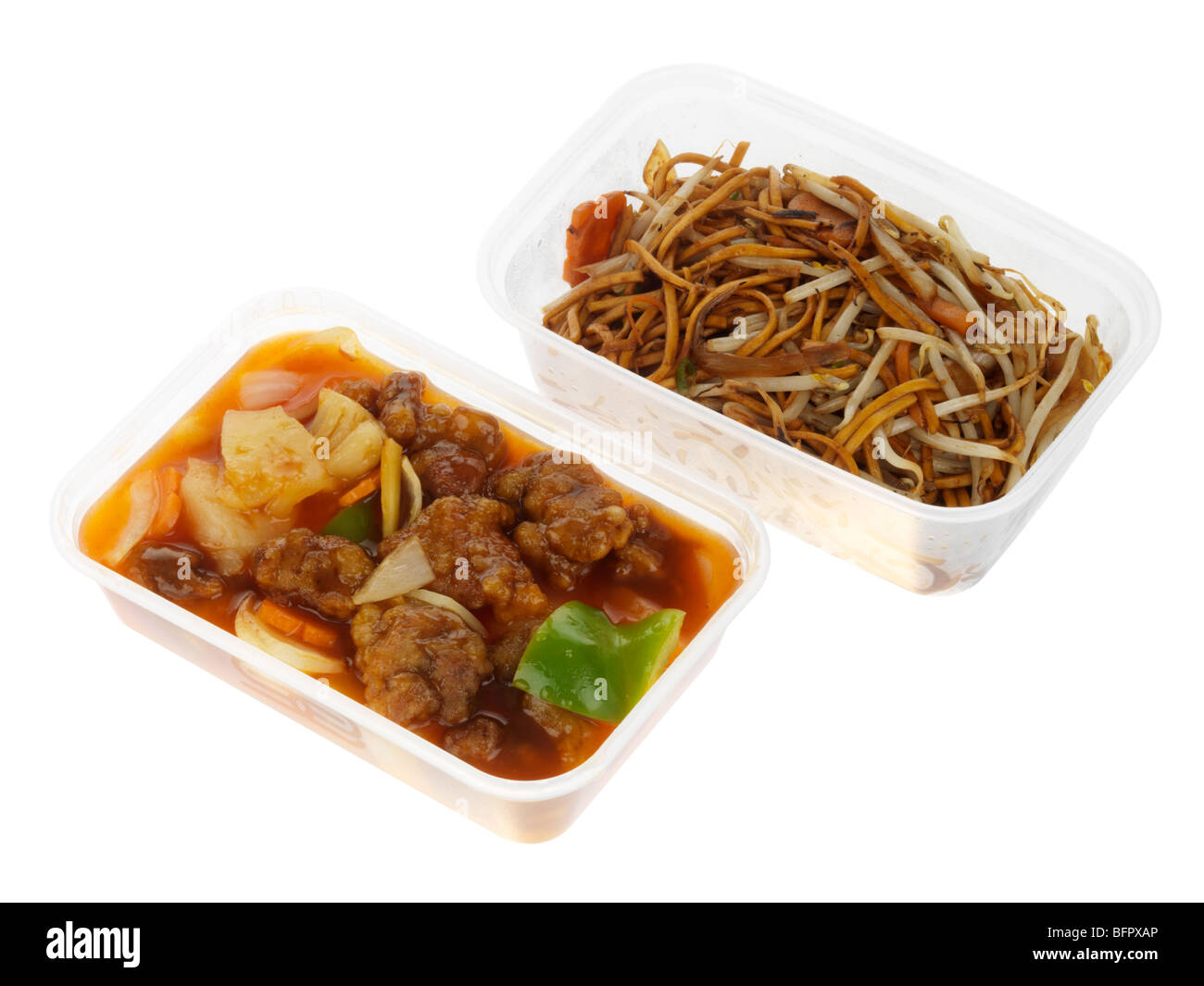 Sweet and Sour Pork with Noodles Stock Photo