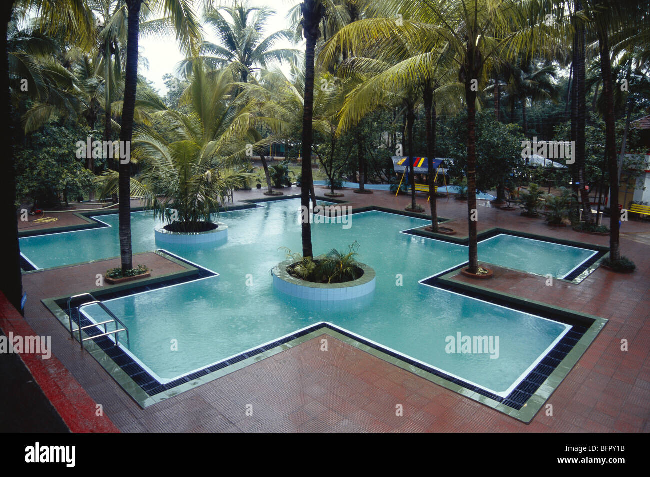 MMN 66731 : Aerial View of swimming pool at Resort ; Vasai ; Thane ; Maharashtra ; India Stock Photo