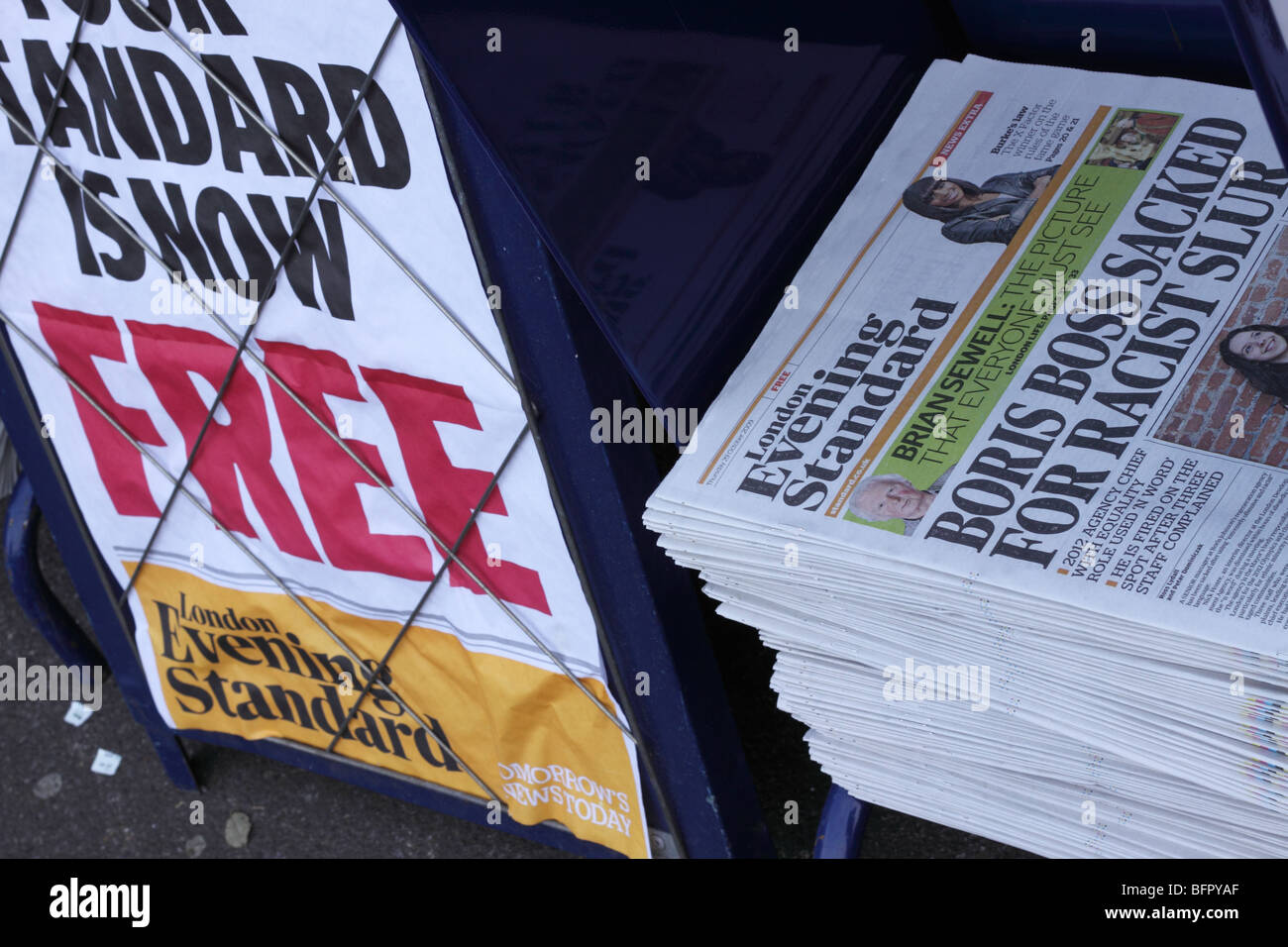 London The Evening Standard became a free newspaper in November 2009 Stock Photo