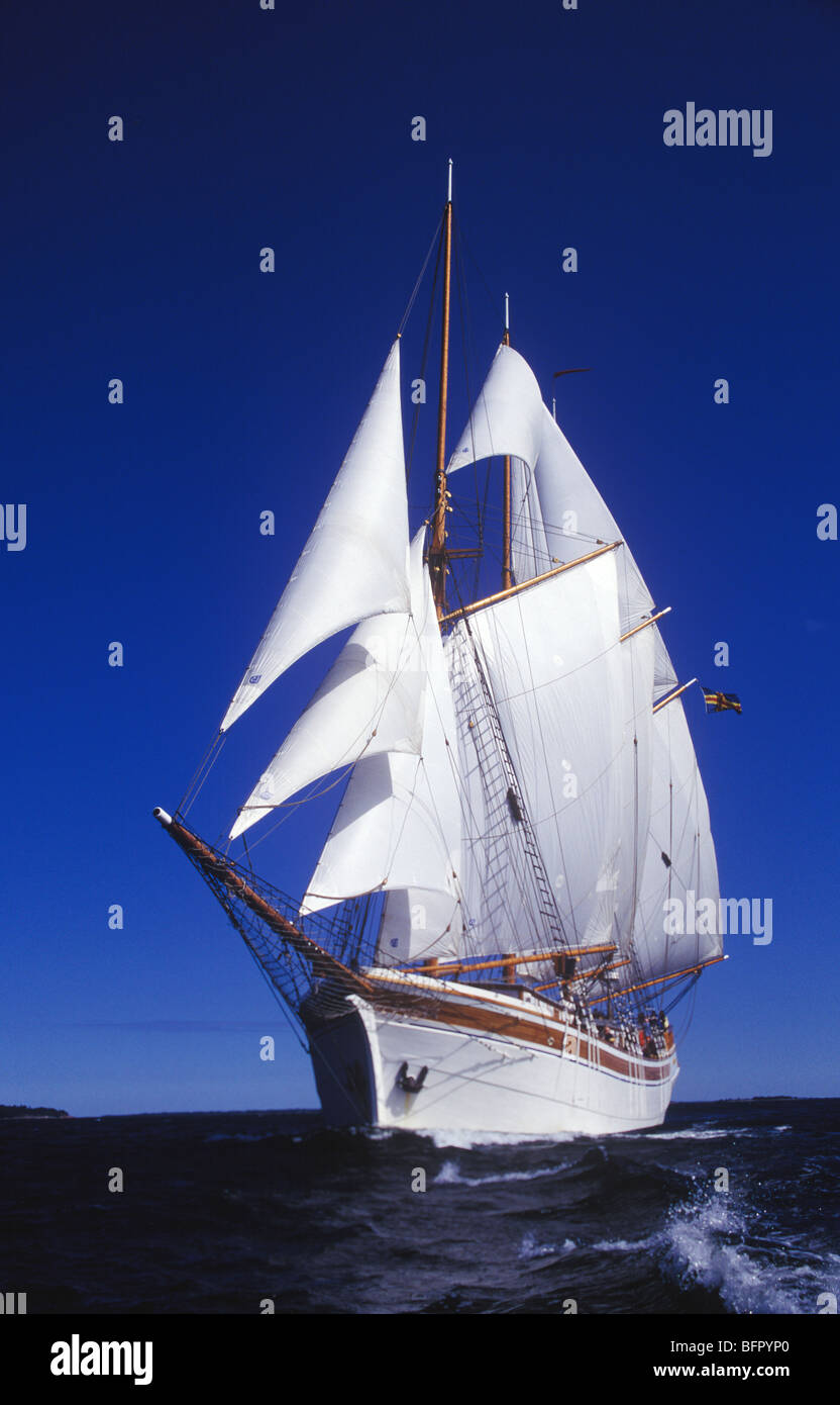 The schooner Linden for all sails in the Baltic sea Stock Photo