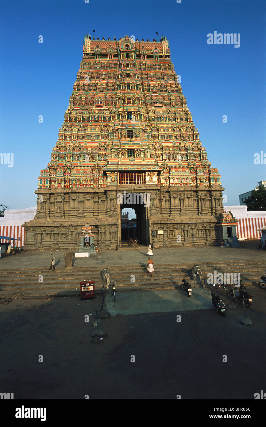 Kasi Viswanathar temple ; Rajagopuram in Tenkasi ; Tamil Nadu ; India Stock Photo