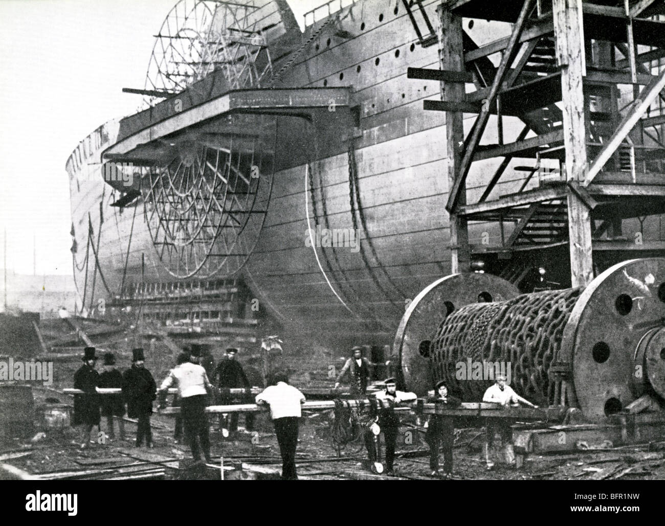 GREAT EASTERN designed by Brunel under construction in 1857 Stock Photo