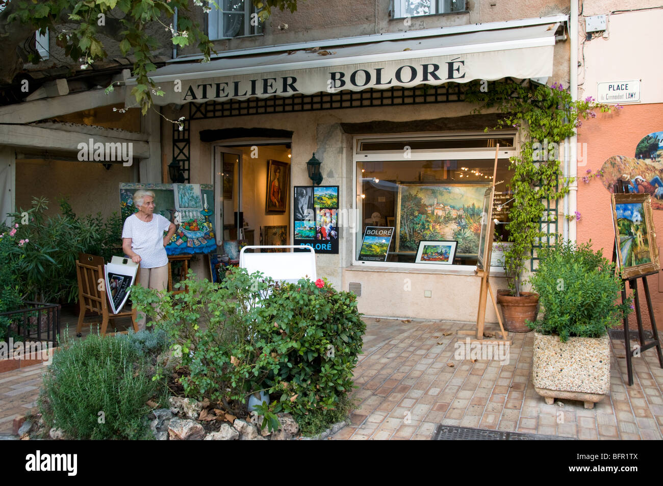 Art Gallery in the hill top village of Mougins, Cote d'Azur, South France Stock Photo