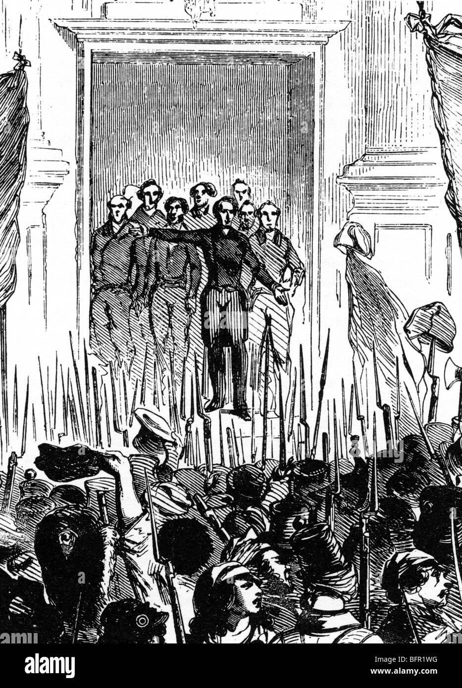 ALPHONSE de LAMARTINE anounces the names of the provisional government of France at the Paris Hotel de Ville on 26 February 1848 Stock Photo