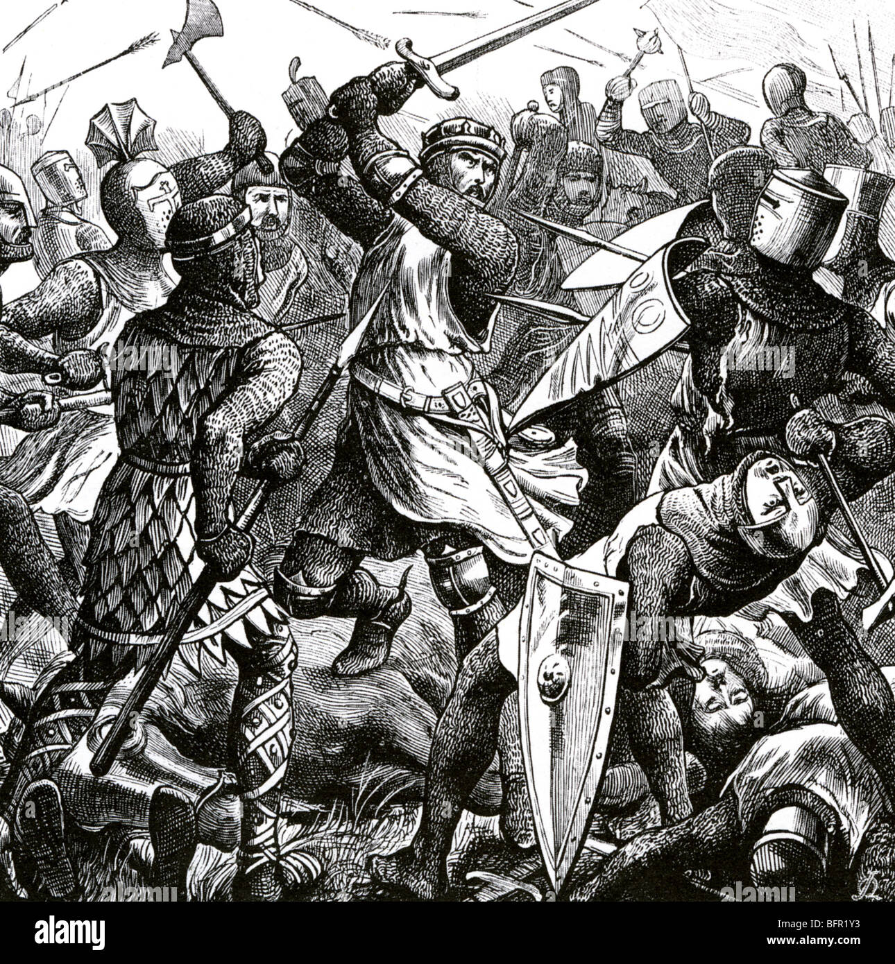 SIMON DE MONTFORT was killed at the Battle of Evesham 4 August 1265 Stock Photo