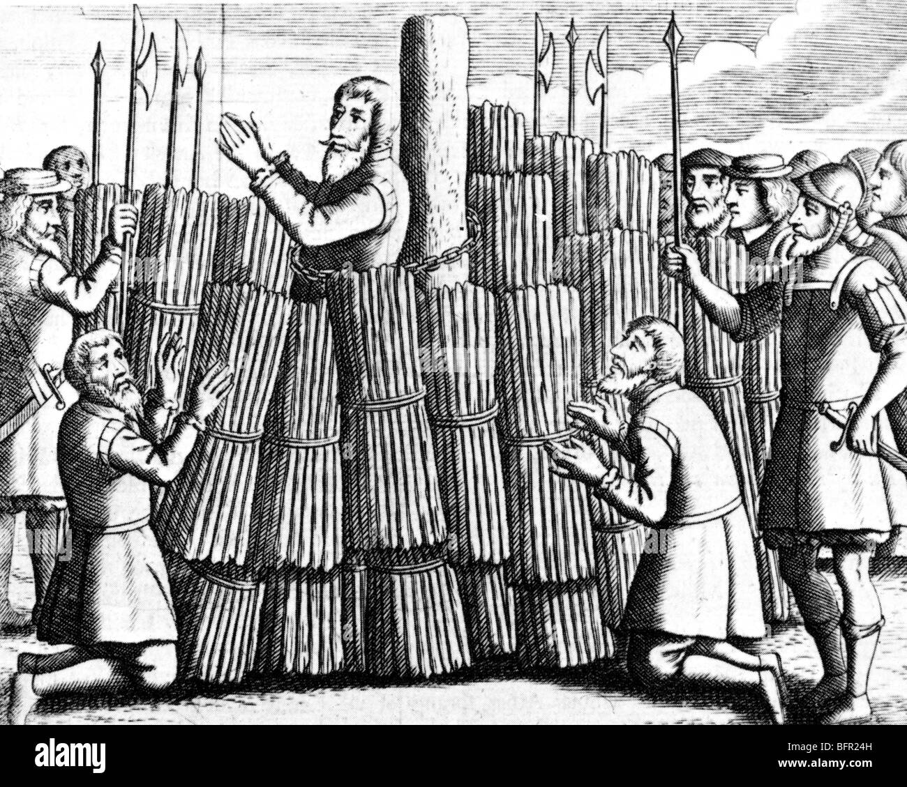 WALTER MYLN - Last Protestant martyr to be executed in Scotland in April 1588 from a contemporary engraving Stock Photo