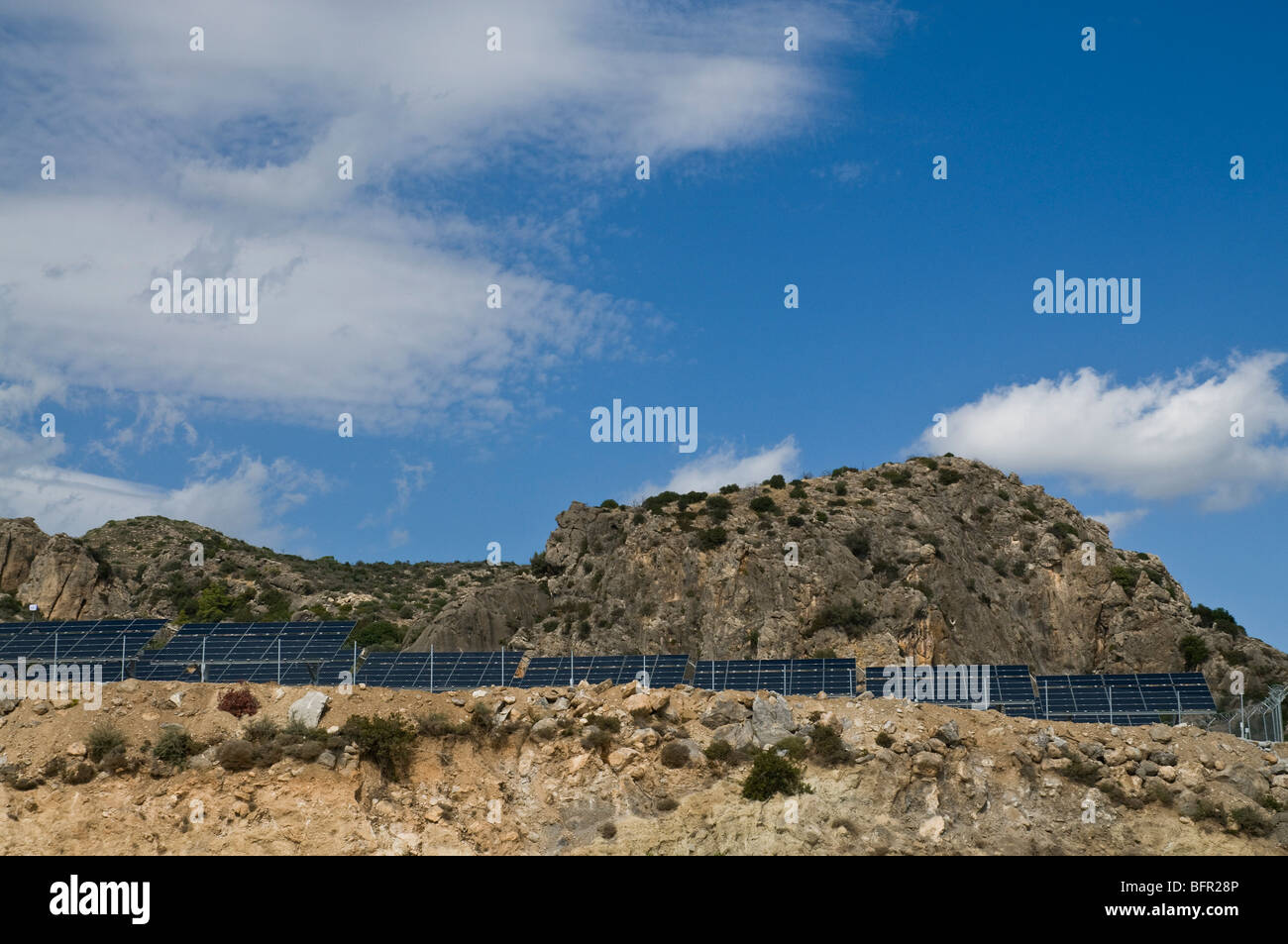 dh  IERAPETRA CRETE Solar cells array electricity used for tomato growing photovoltaic panels cell greece europe Stock Photo