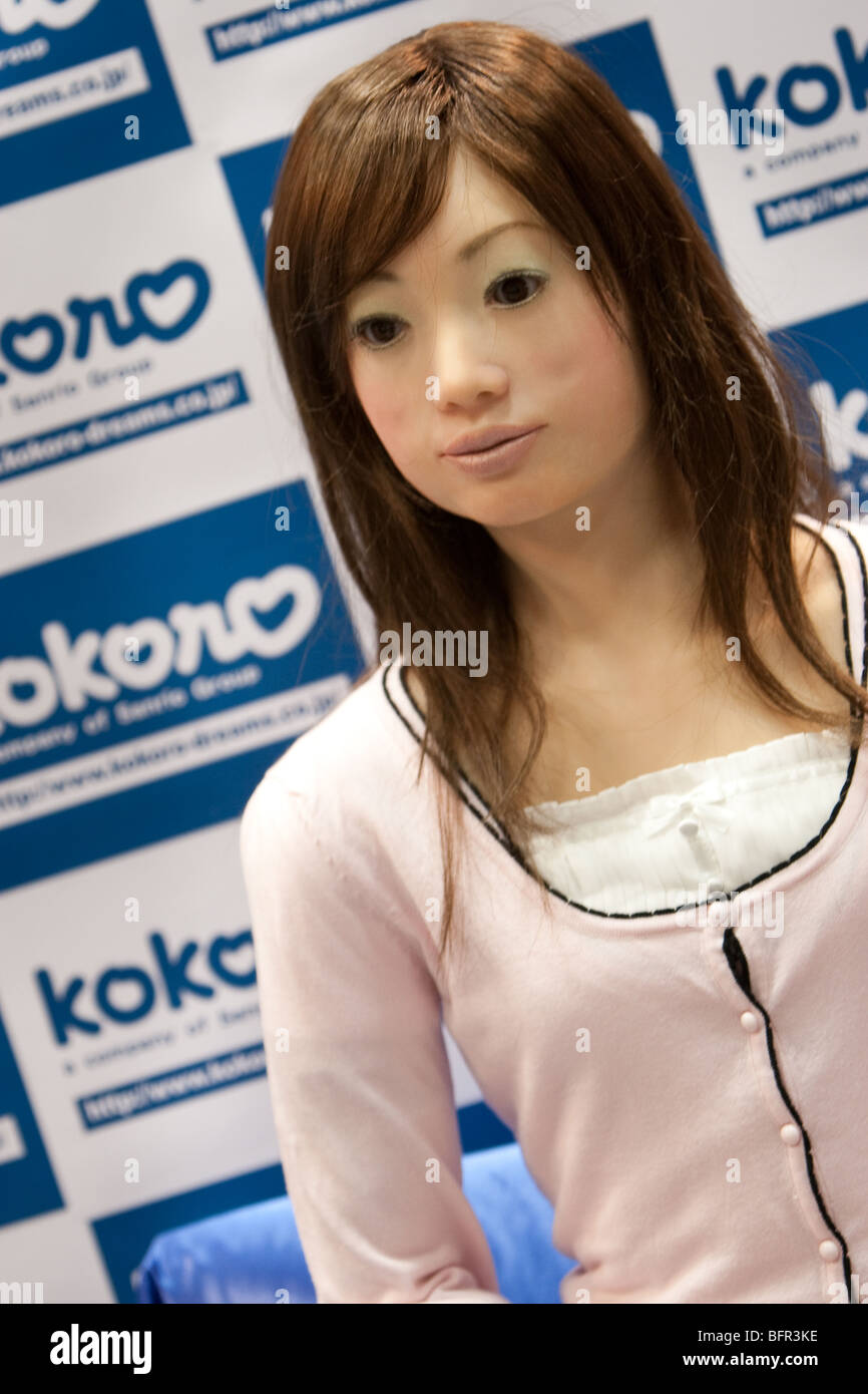 humanoid 'receptionist' robot, produced by Kokoro of Sanrio Group, at the International Robot Exhibition 2009, Tokyo, Japan. Stock Photo