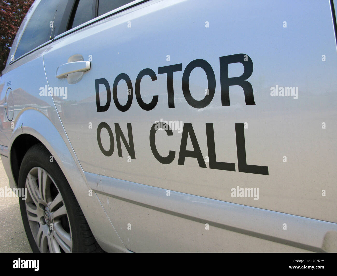 Doctor on call response transport car called out of hours due to an emergency Stock Photo