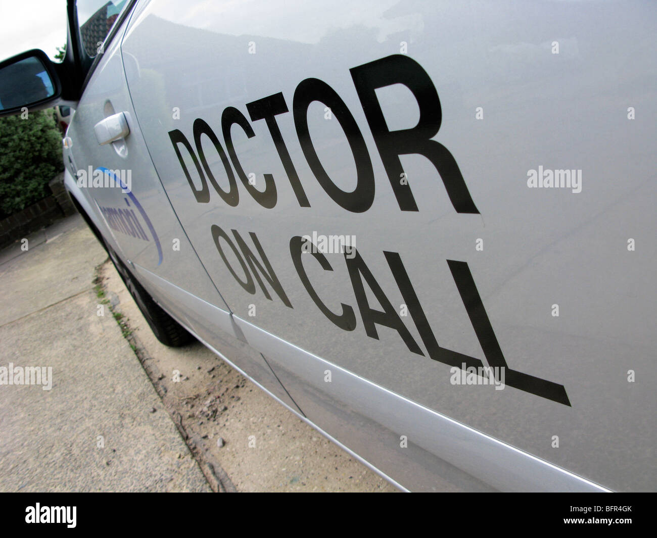 Doctor on call response transport car called out of hours due to an emergency Stock Photo