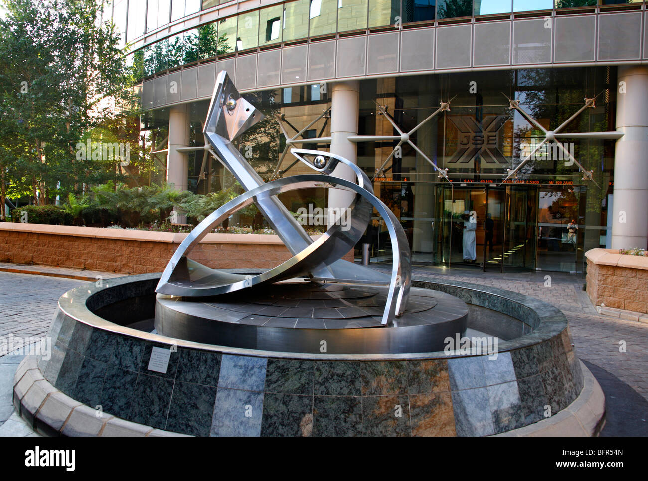 Sculpture at the entrance to the Johannesburg Stock exchange building