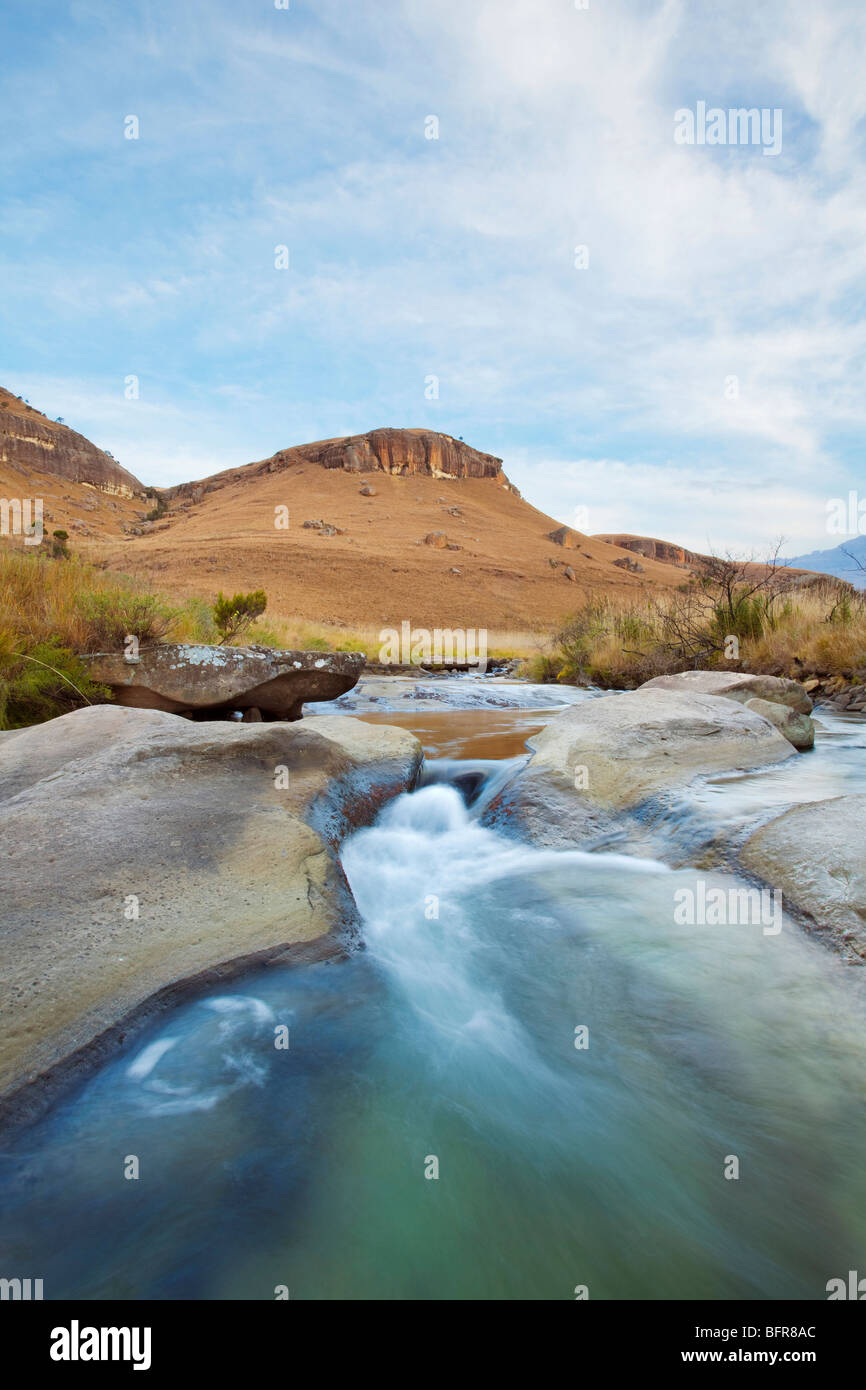 Mountain stream with Giants castle in the background Stock Photo
