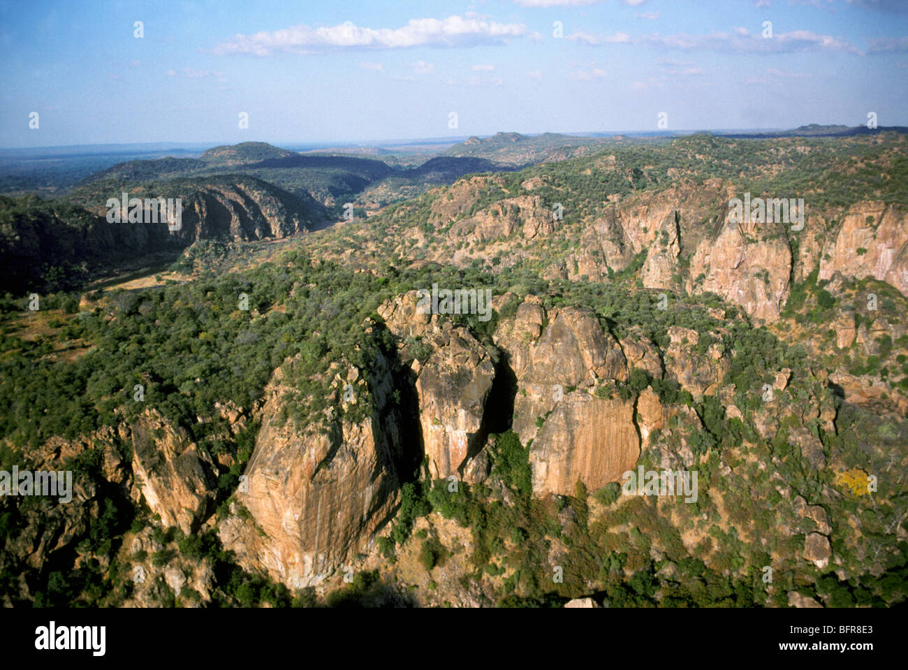 Aerial view of Lanner Gorge in the Pafuri area Stock Photo