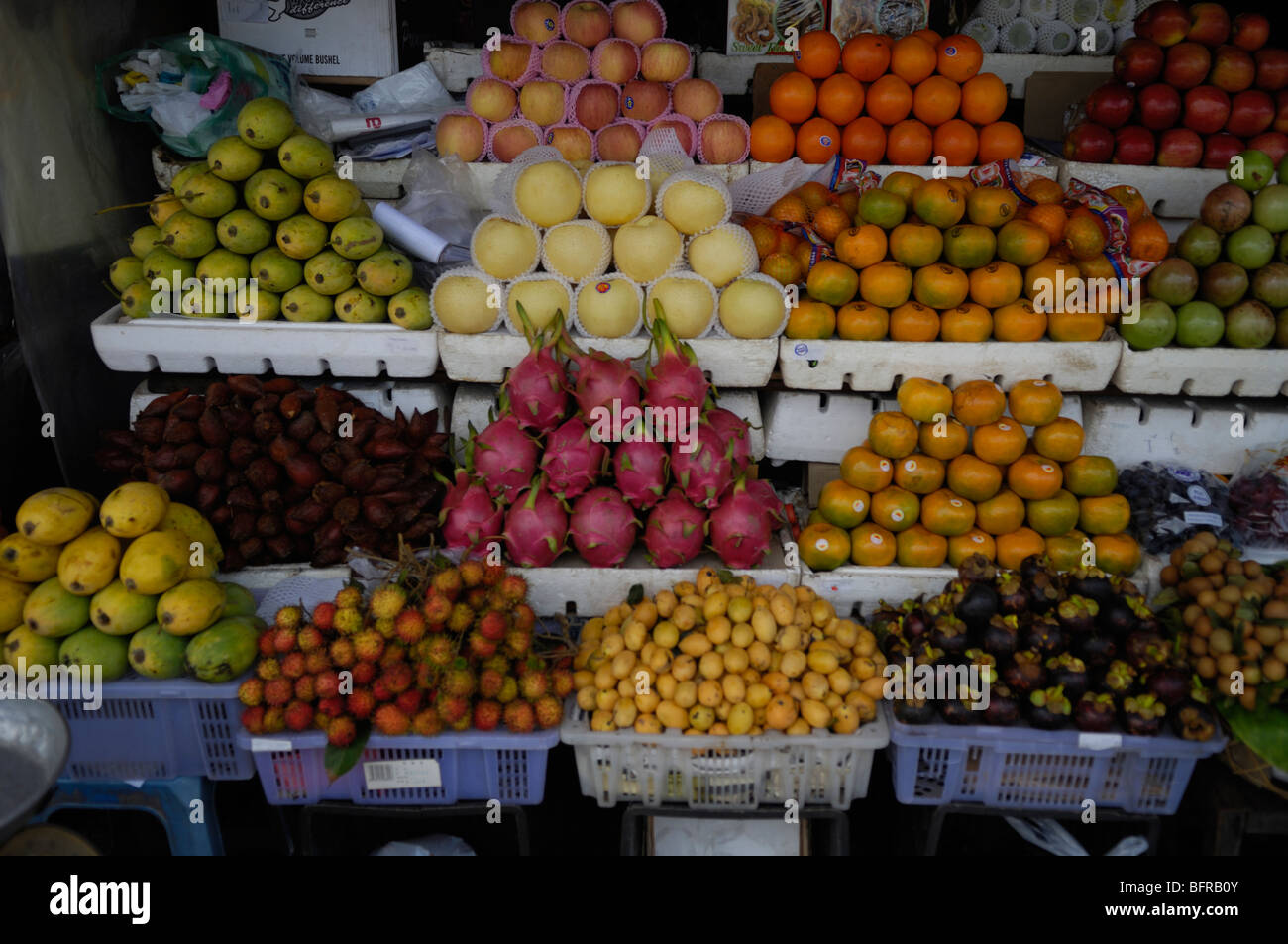 Tropical fruits on sale at Central Market; Phnom Pennh Stock Photo