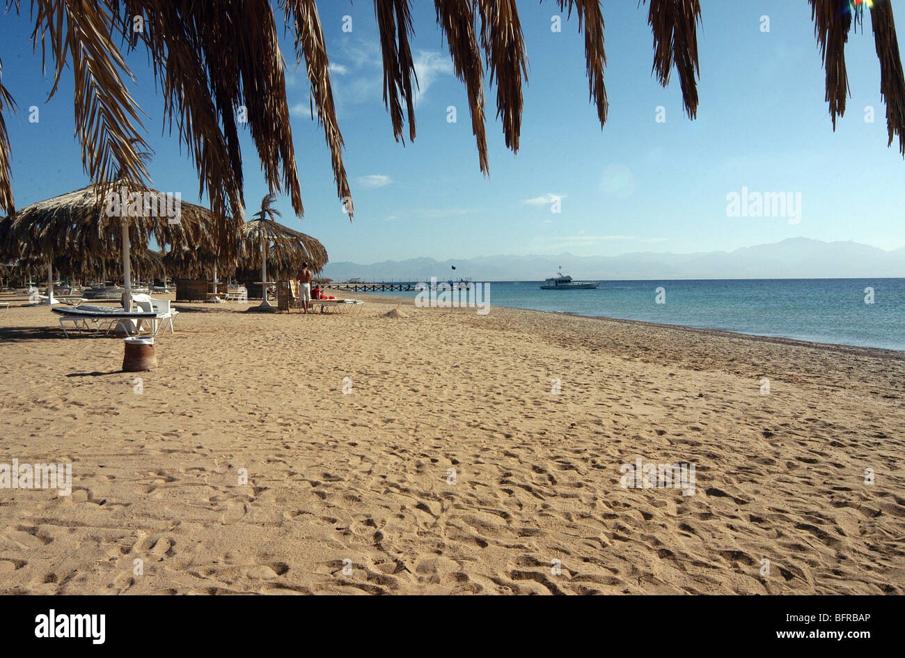 The beach at the Coral Hilton Hotel, Nuweiba, Egypt. Stock Photo
