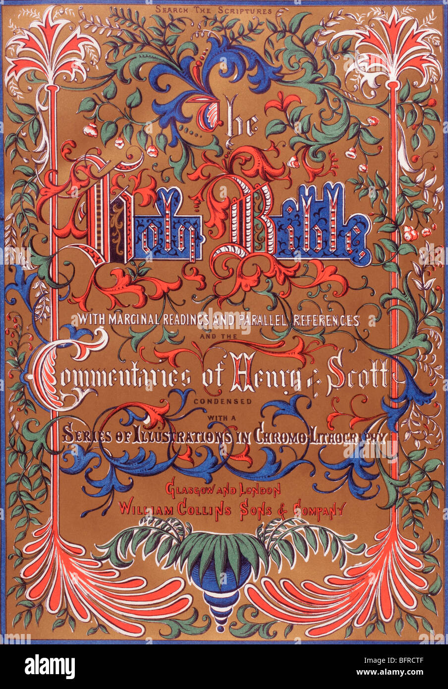 Decorated title page of The Holy Bible from 1869 Stock Photo