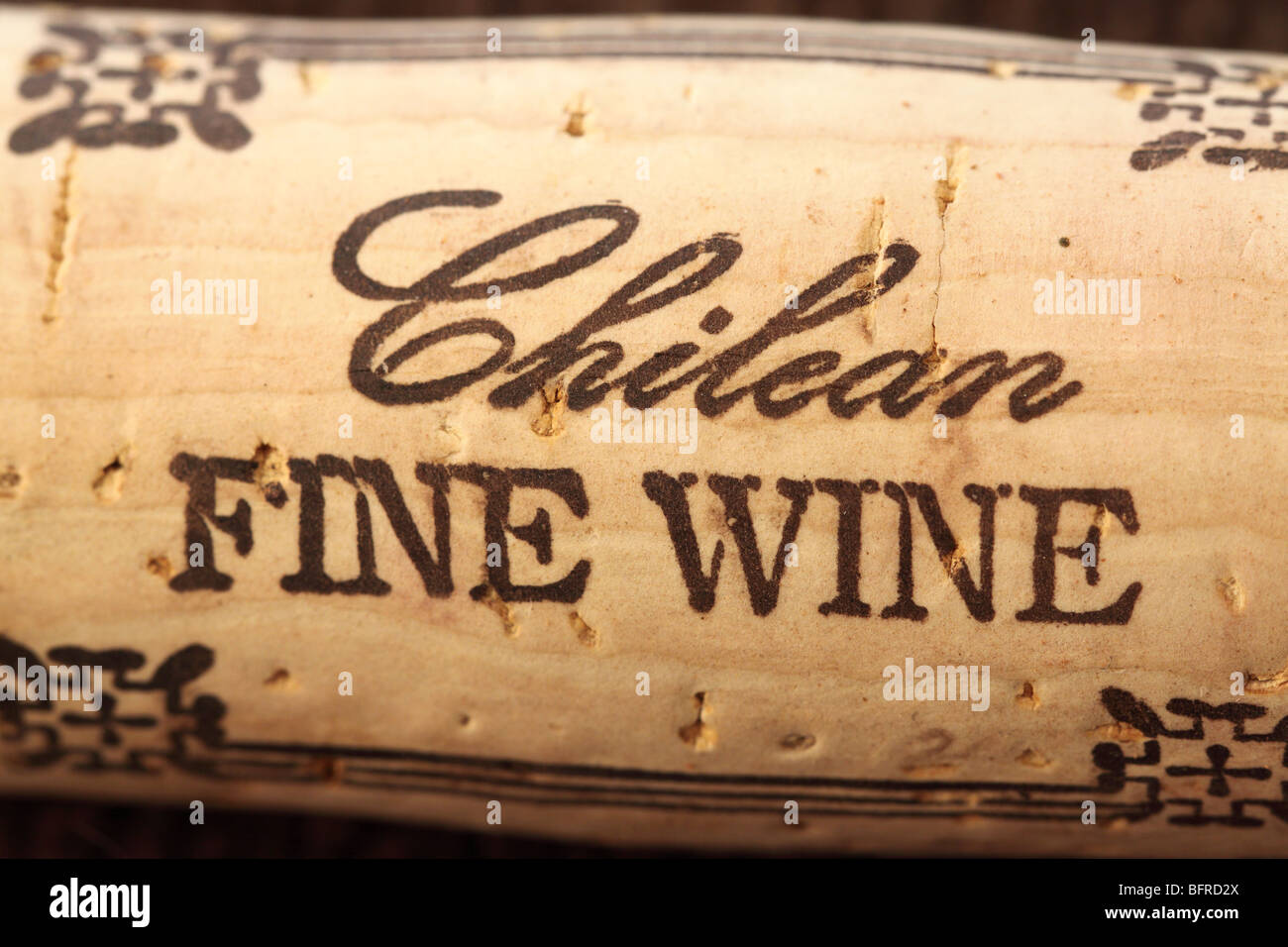 Chilean fine wine cork stopper Stock Photo