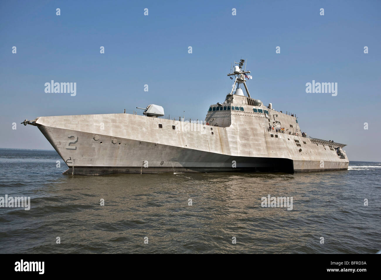 The littoral combat ship Independence underway during builder's trials in the Gulf of Mexico. Stock Photo
