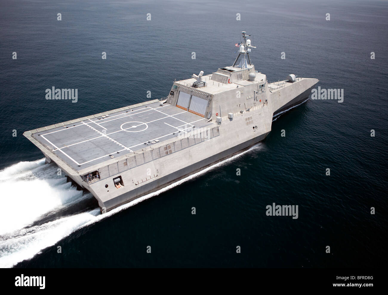 The littoral combat ship Independence underway during builder's trials in the Gulf of Mexico. Stock Photo