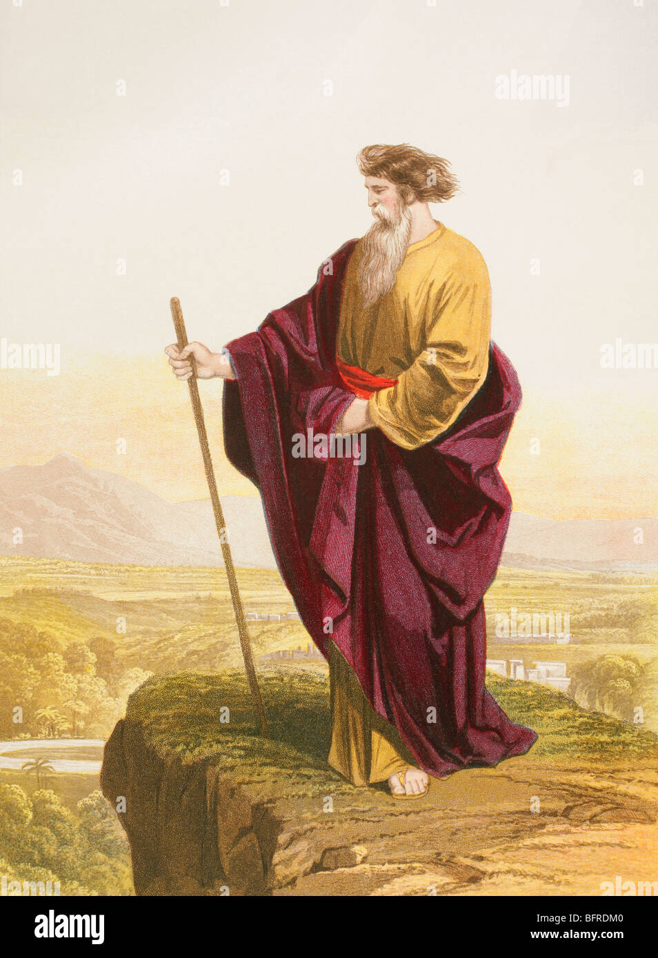 Moses viewing the promised land at the end of the exodus. Stock Photo