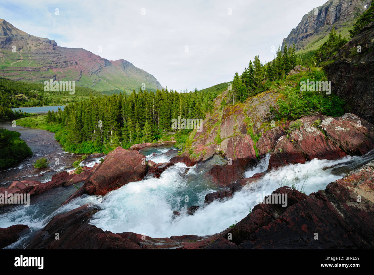 Rapids in a stream in glacier national park in Montana USA Stock Photo ...