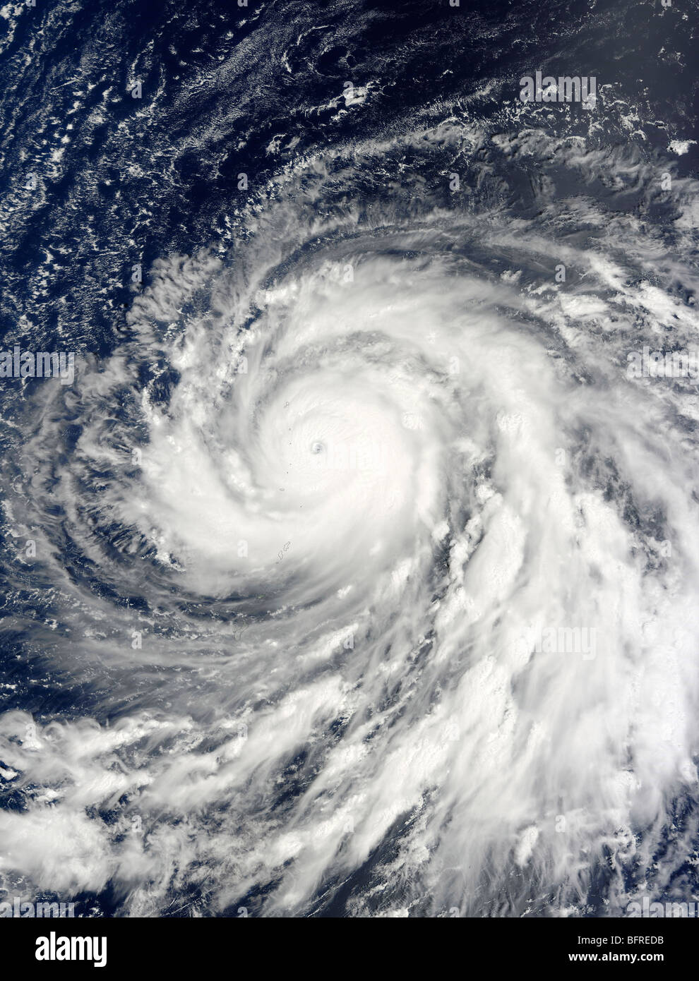 Super Typhoon Choi-wan over the Mariana Islands. Stock Photo