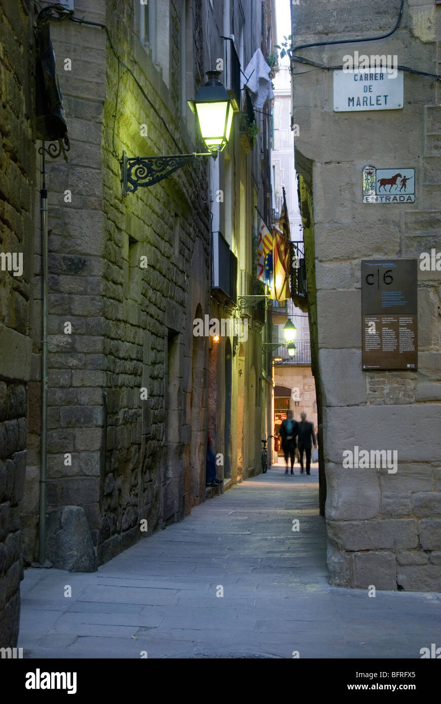 Sant Domenec and Marlet  streets . The Major Call . Medieval Jewish Quarter, 12th-14th centuries. Barcelona. Catalonia. Spain. Stock Photo