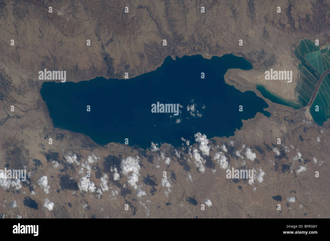 Part of the Dead Sea and parts of Israel and Jordan. Stock Photo