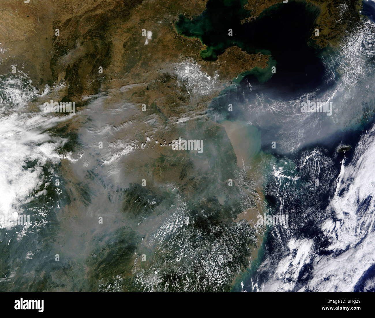 Haze across the North China Plain. Stock Photo