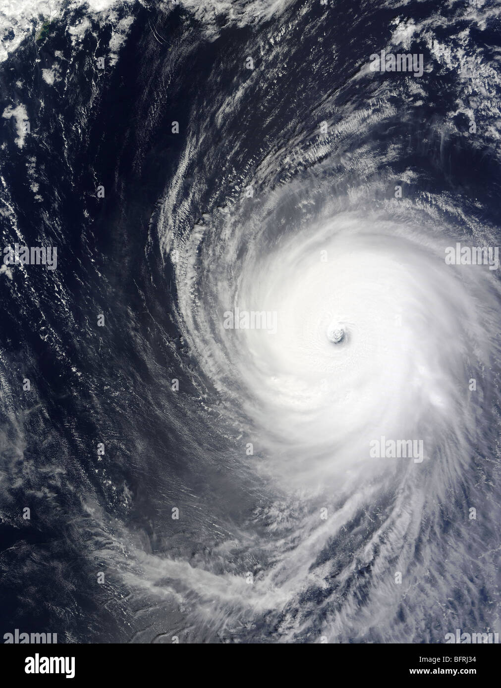 Super Typhoon Melor hovers over the Pacific Ocean. Stock Photo