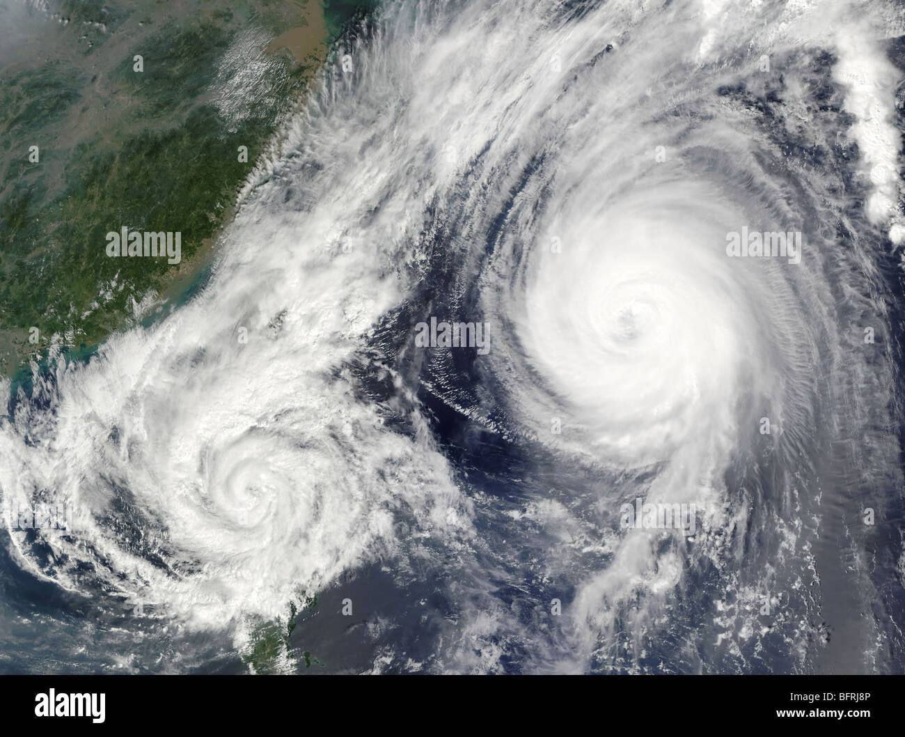 Tropical Storm Parma and Super Typhoon Melor. Stock Photo