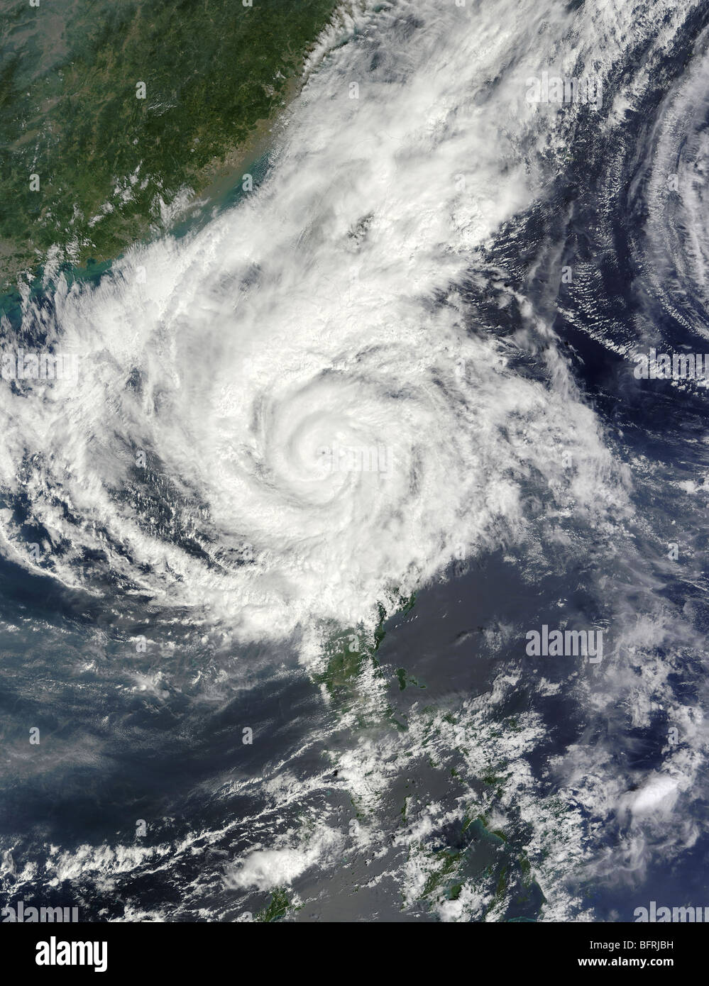 October 6, 2009 - Typhoon Parma re-approaching the Philippine Islands. Stock Photo
