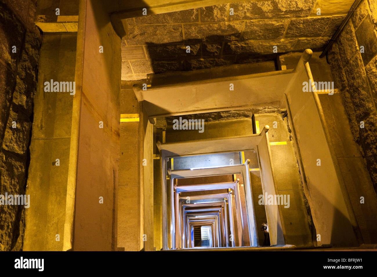 Inside the Pilgrim Monument showing the 60 ramps and 116 steps to get to the top. Provincetown Cape Cod Massachusetts USA Stock Photo