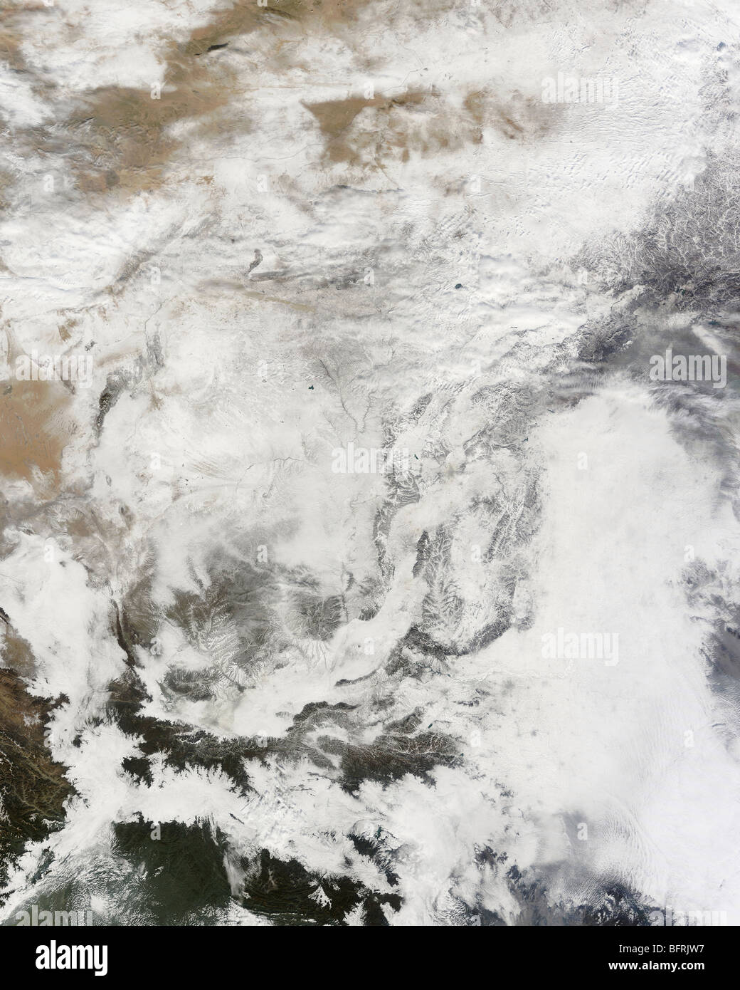 Heavy snowfall in China. Stock Photo