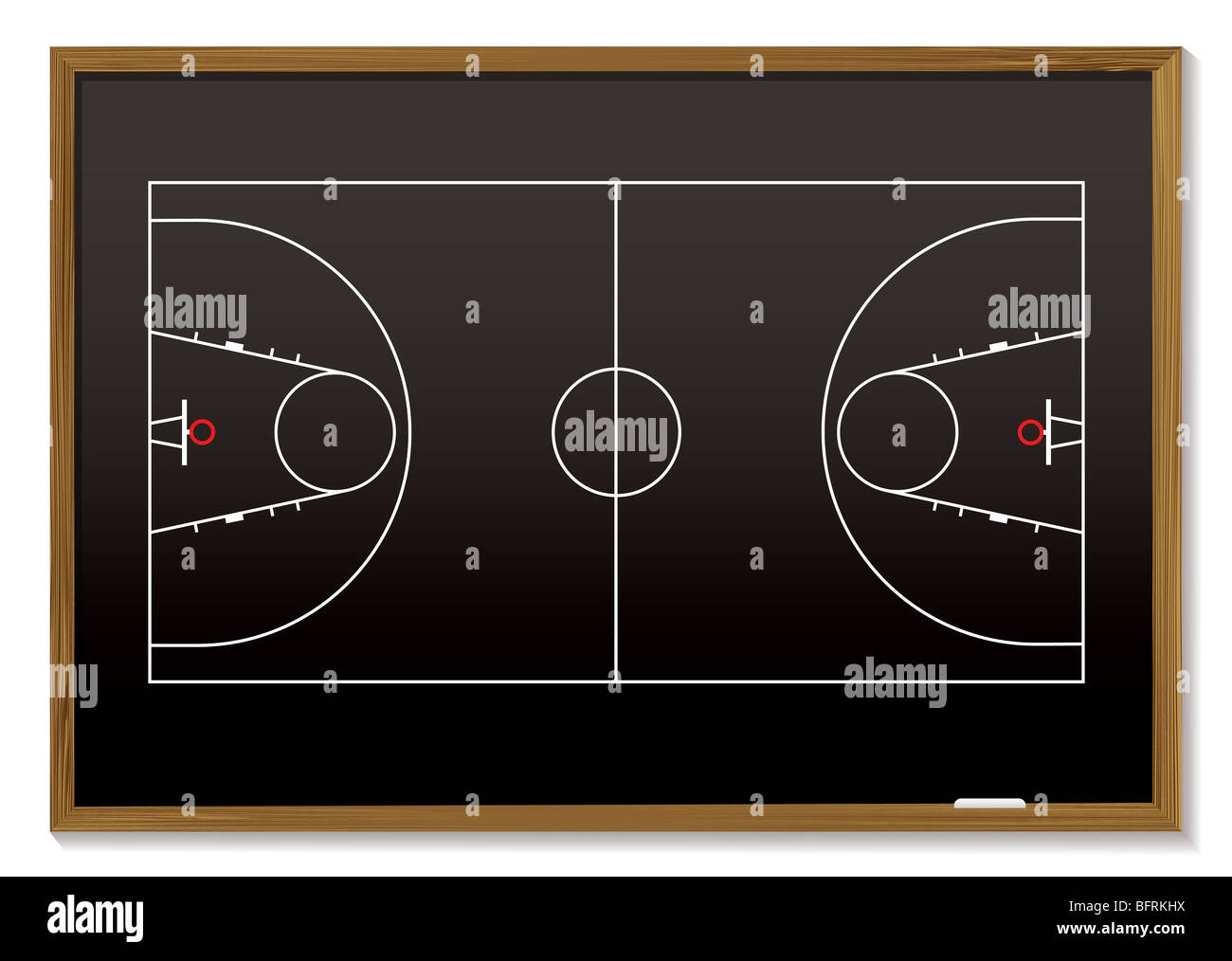 black board with outline of basketball court ideal for strategy Stock Photo