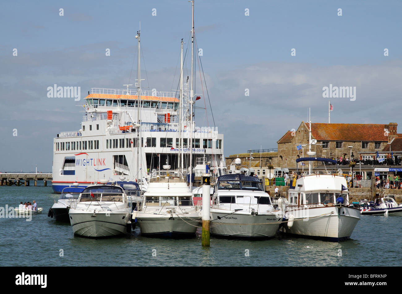 Yarmouth Harbour Isle of Wight southern England a Wightlink ferry and ...