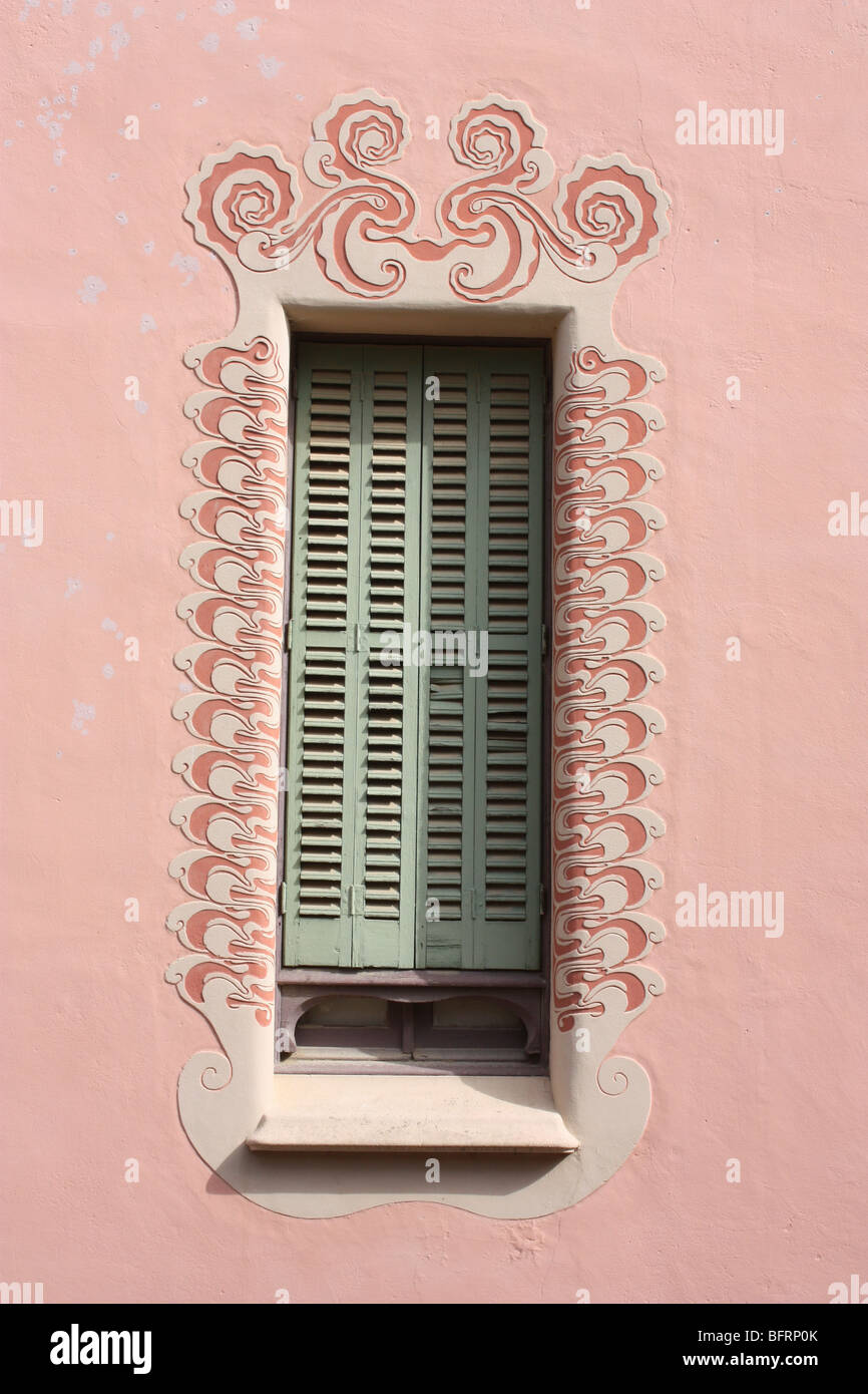 Window in the house of Antonio Gaudi. Stock Photo